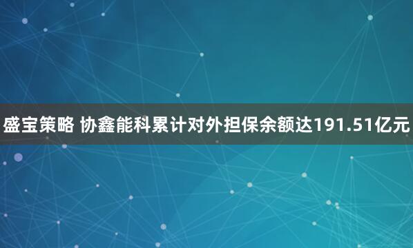 盛宝策略 协鑫能科累计对外担保余额达191.51亿元